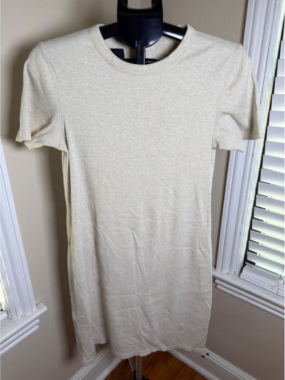 Buck Mason Cream Short Sleeve Midi Dress